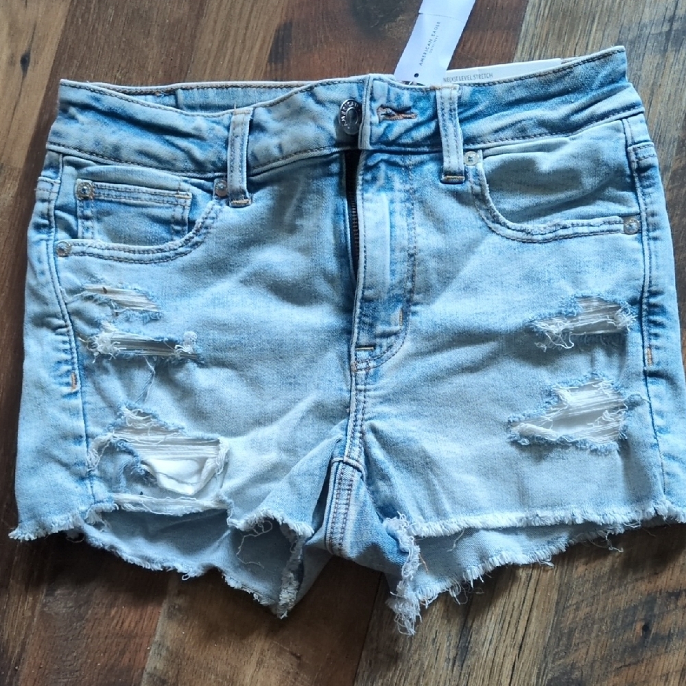 American Eagle Outfitters Light Blue Ripped Jean Shorts